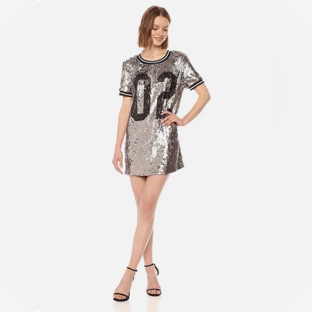 TRUE RELIGION Sequin Short Sleeve Mini Dress